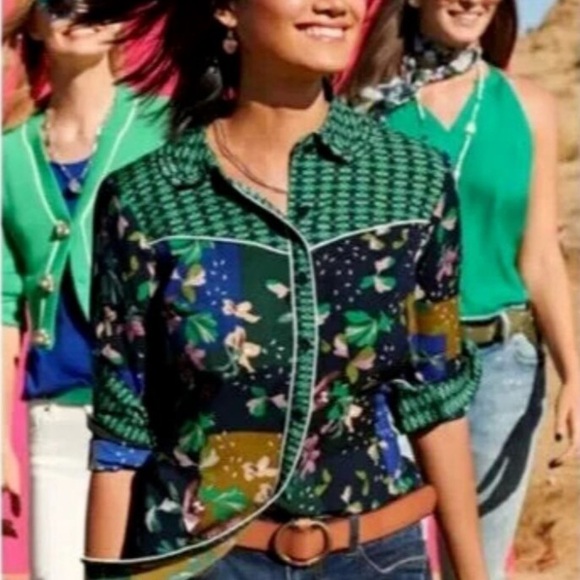 CABI 5520 ‘Bronco’ Elevated Western Long Sleeve Button Down Blouse Size Small - Picture 2 of 12